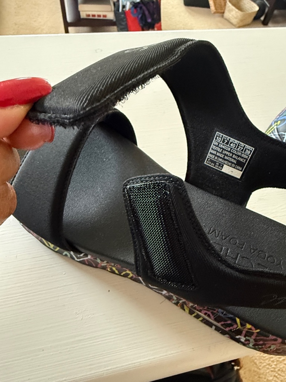Skechers Black Sandals with Vibrant Sole - Picture 5 of 6
